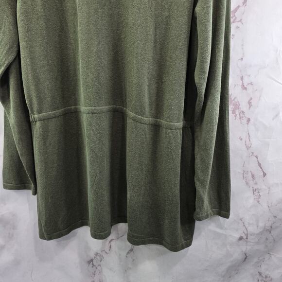 J Jill Sweater Womens XL Green Linen Blend Cardigan Army Olive Button Summer - Picture 7 of 12